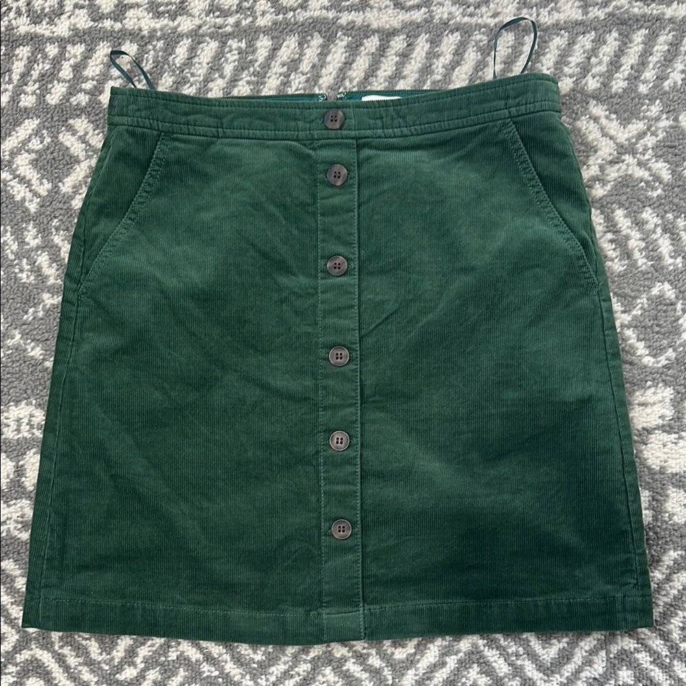 Green Button-Front Skirt